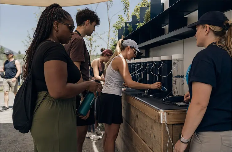 Concept visualization of guests using hydration and charging support